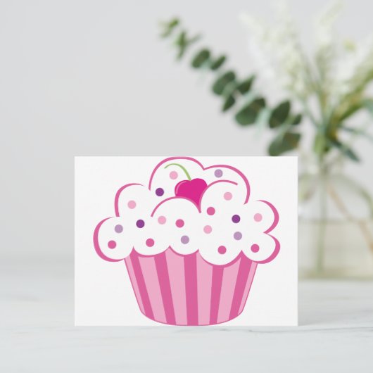 Pink Cupcake Postkarte (Stehend Vorderseite)