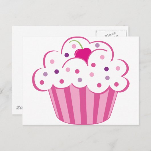 Pink Cupcake Postkarte (Vorne/Hinten)