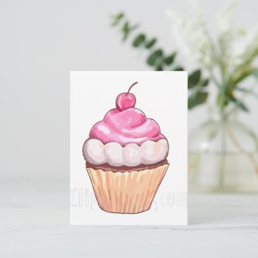 Pink cupcake postkarte (Stehend Vorderseite)