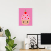 Pink Cupcake Print, süße Zimmerdekoration, Niedlic Poster (Heimbüro)