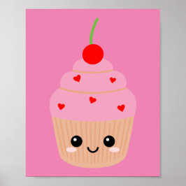 Pink Cupcake Print, süße Zimmerdekoration, Niedlic Poster