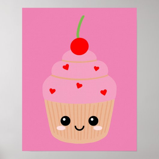 Pink Cupcake Print, süße Zimmerdekoration, Niedlic Poster (Vorne)