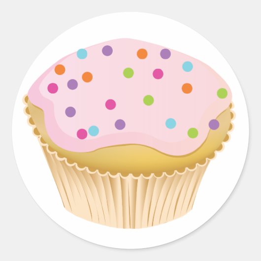 Pink Cupcake Runder Aufkleber (Vorderseite)