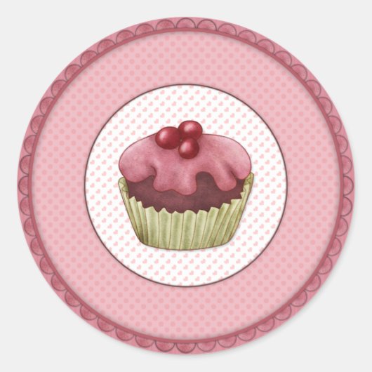 Pink Cupcake Runder Aufkleber (Vorderseite)