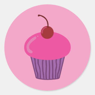 Pink Cupcake Runder Aufkleber