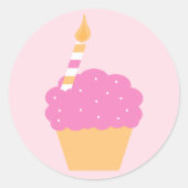 Pink Cupcake Runder Aufkleber (Vorderseite)