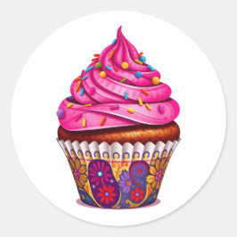 Pink Cupcake Runder Aufkleber