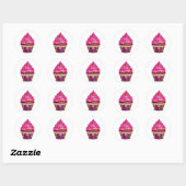 Pink Cupcake Runder Aufkleber (Blatt)