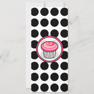 Pink Cupcake Skinny Einladung-Black Polka Dots Einladung