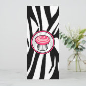 Pink Cupcake Skinny Einladung - Zebra Print (Stehend Vorderseite)