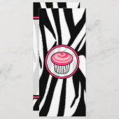 Pink Cupcake Skinny Einladung - Zebra Print (Vorne/Hinten)