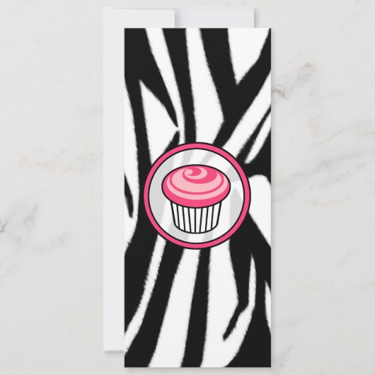 Pink Cupcake Skinny Einladung - Zebra Print (Vorderseite)