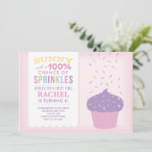 Pink Cupcake Sprinkles Geburtstagskarte Einladung (Stehend Vorderseite)
