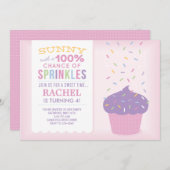 Pink Cupcake Sprinkles Geburtstagskarte Einladung (Vorne/Hinten)