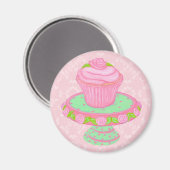 Pink Cupcake Stand Magnet (Vorderseite/Rückseite)