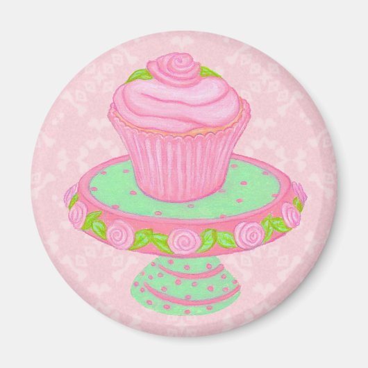 Pink Cupcake Stand Magnet (Vorne)