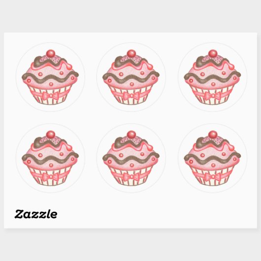 Pink Cupcake Stickers (Blatt)