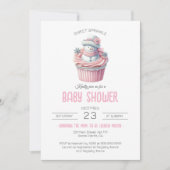 Pink Cupcake Sweet Sprinkle Girl Babydusche Einladung (Vorderseite)