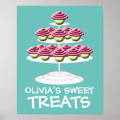 Pink Cupcake Tower Sweet Leckereien Unterschreiben Poster (Vorne)