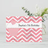 Pink Cupcake und Zickzack Geburtstag Einladung (Stehend Vorderseite)