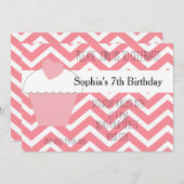 Pink Cupcake und Zickzack Geburtstag Einladung (Vorne/Hinten)