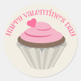 Pink Cupcake Valentinstag Aufkleber