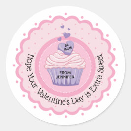 Pink Cupcake Valentinstag Runder Aufkleber