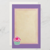Pink Cupcake WIth Polka Dot Cherry Briefpapier (Vorne/Hinten)