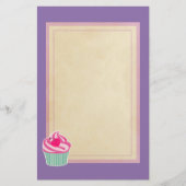 Pink Cupcake WIth Polka Dot Cherry Briefpapier (Vorderseite)