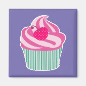 Pink Cupcake WIth Polka Dot Cherry Magnet (Vorne)