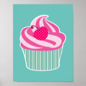 Pink Cupcake WIth Polka Dot Cherry Poster (Vorne)