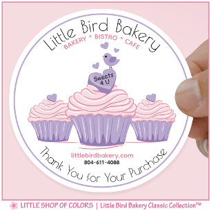 Pink Cupcakes Bäckerei individuell einstellbar Vie Runder Aufkleber