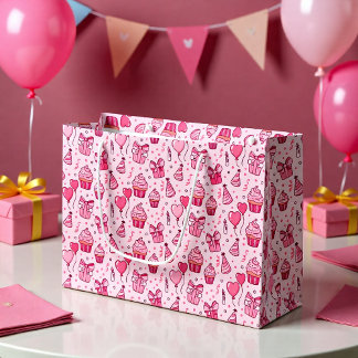 Pink Cupcakes Birthday GIft Bag Große Geschenktüte