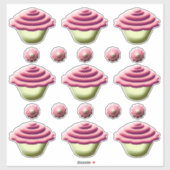 Pink Cupcakes Geburtstag Aufkleber (Blatt)