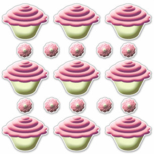 Pink Cupcakes Geburtstag Aufkleber