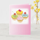 Pink Cupcakes Geburtstag Karte (Gelbe Blume)