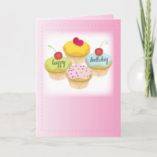 Pink Cupcakes Geburtstag Karte