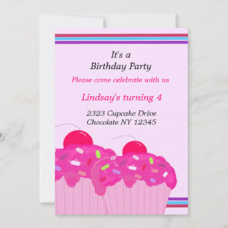 Pink Cupcakes Geburtstagsparty Einladung