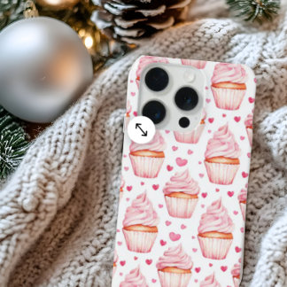 Pink Cupcakes & Hearts iPhone Case Cute Sweet iPhone 15 Pro Hülle