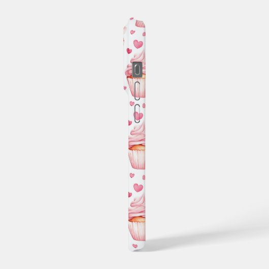 Pink Cupcakes & Hearts iPhone Case Cute Sweet iPhone Hülle (Linke Seite)
