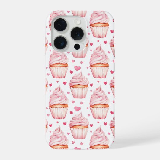 Pink Cupcakes & Hearts iPhone Case Cute Sweet iPhone Hülle (Rückseite)