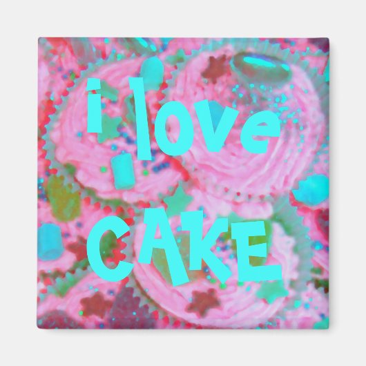 Pink Cupcakes "i Liebe cake" Kühlschrankmagnet (Vorne)
