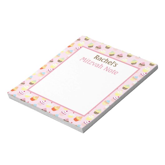 Pink Cupcakes Mitzvah Note Girls Notepad Notizblock (Rotiert)
