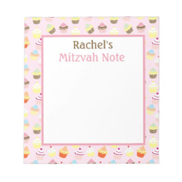 Pink Cupcakes Mitzvah Note Girls Notepad Notizblock