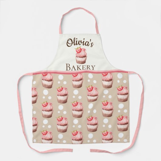 Pink Cupcakes Personalisiert Backname Schürze (Vorderseite)