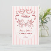 Pink Cupid Engel Geburtstag Einladung (Stehend Vorderseite)