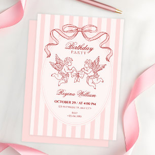 Pink Cupid Engel Geburtstag Einladung