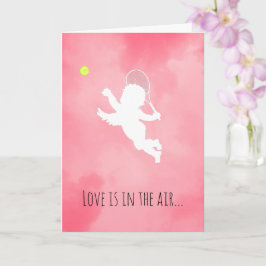 Pink Cupid Tennis Spieler Valentinstag Karte