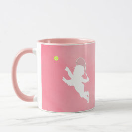 Pink Cupid Tennisspieler und Racket mit Text Tasse