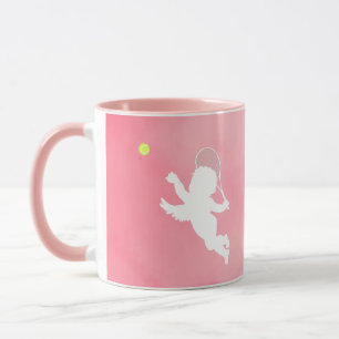Pink Cupid Tennisspieler und Racket mit Text Tasse